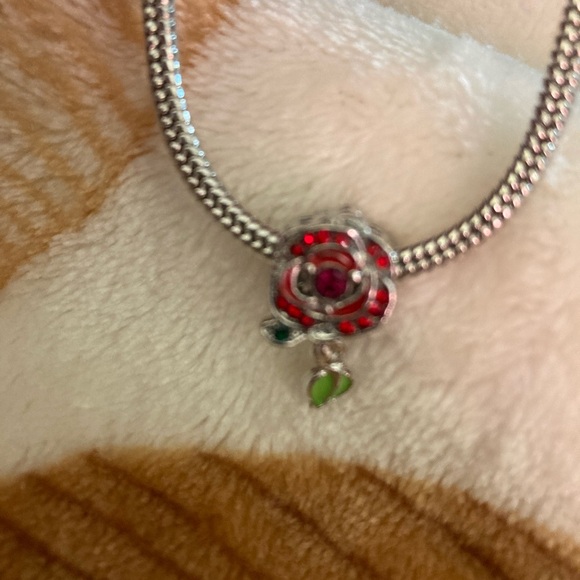 Charm-Bracelet-colorful rhinestones, Rose Shaped Charm/Pendant for Bracelet nwt - Picture 5 of 11